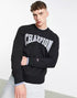 CHAMPION COTTON BLEND SWEATSHIRT WITH FRONT LOGO LETTERING - BLACK